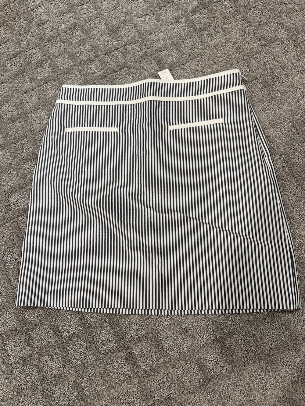 Talbots Navy and White Striped Pencil Skirt
